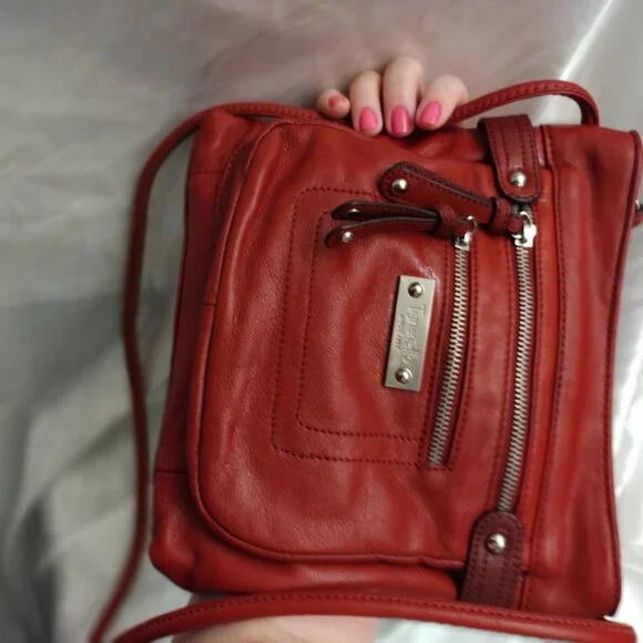 Tignanello, Are Your Looking For Me? Red Orange Leather Crossbody - Picture 8 of 15